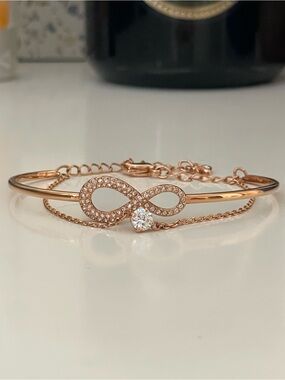 Swarovski Rose Gold Infinity Bracelet with Clear Crystal